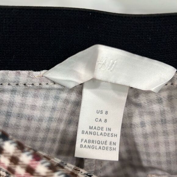 H&M brown & red checkered pull on ankle pants US 8 - Picture 5 of 7